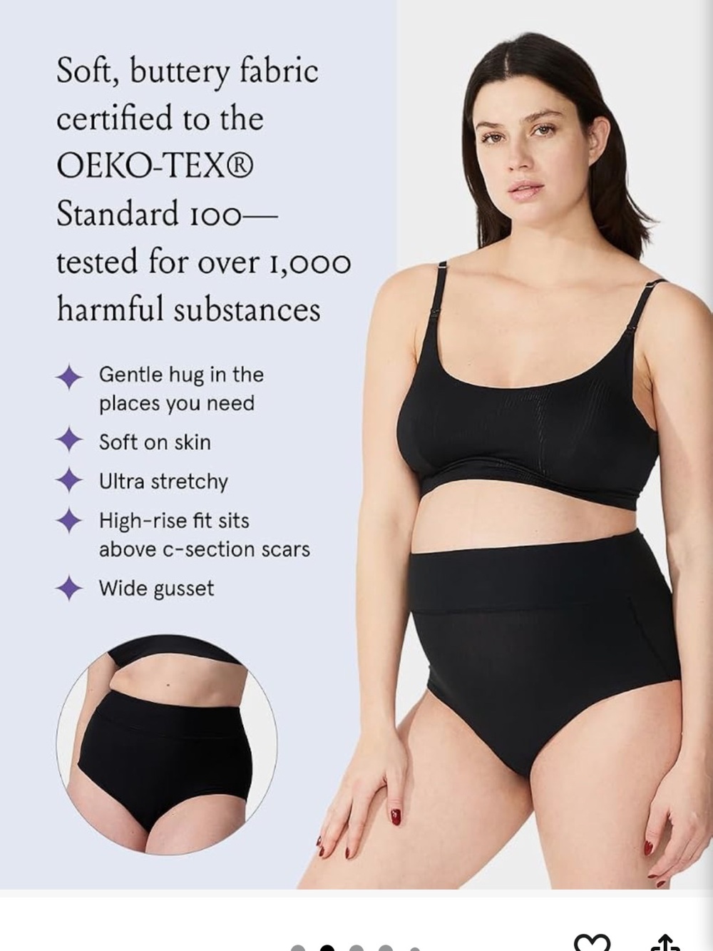 BODILY C SECTION BREIFS SIZE M Seamless High-Rise Black Maternity Briefs